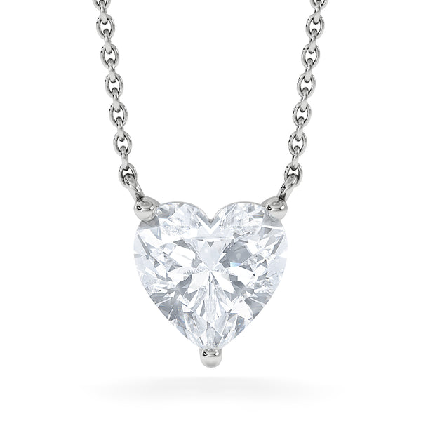 Wanderlust Floating Heart Cut Lab Diamond Solitaire Necklace 2.00ct H/SI in 9K White Gold