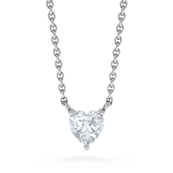 Wanderlust Floating Heart Cut Lab Diamond Solitaire Necklace 0.33ct H/SI in 925 Silver
