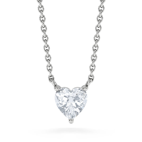 Wanderlust Floating Heart Cut Lab Diamond Solitaire Necklace 0.50ct H/SI in 9K White Gold