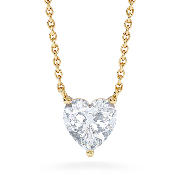 Wanderlust Floating Heart Cut Lab Diamond Solitaire Necklace 1.00ct H/SI in 9K Gold