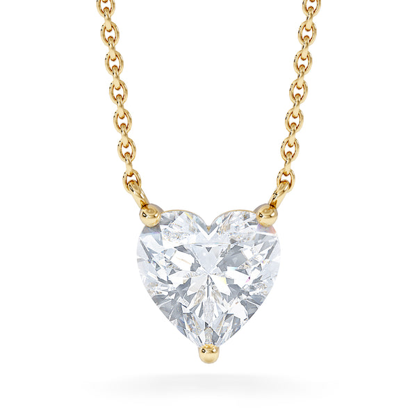 Wanderlust Floating Heart Cut Lab Diamond Solitaire Necklace 1.50ct H/SI in 9K Gold