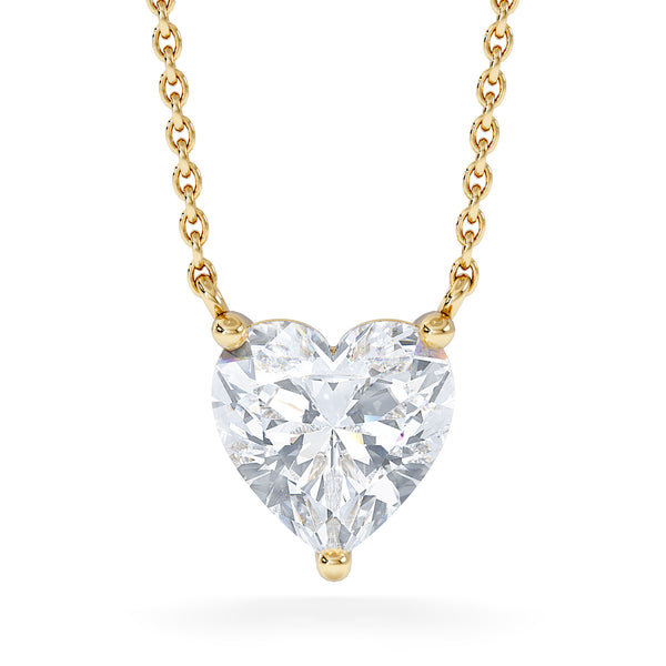 Wanderlust Floating Heart Cut Lab Diamond Solitaire Necklace 2.00ct H/SI in 9K Gold