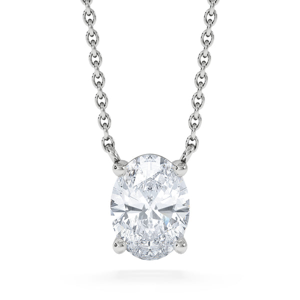 Wanderlust Floating Oval Cut Lab Diamond Solitaire Necklace 1.00ct H/SI in 9K White Gold