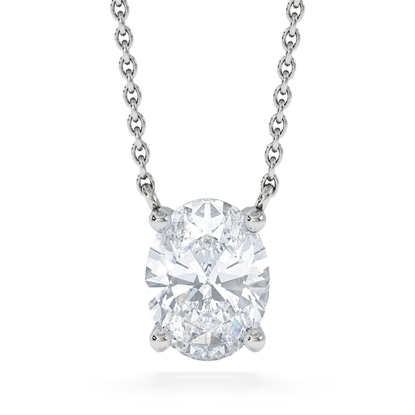 Wanderlust Floating Oval Cut Lab Diamond Solitaire Necklace 1.50ct H/SI in 9K White Gold