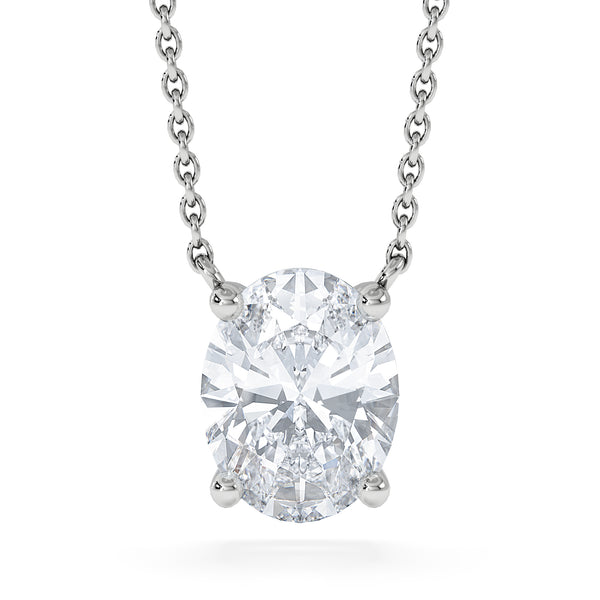 Wanderlust Floating Oval Cut Lab Diamond Solitaire Necklace 2.00ct H/SI in 9K White Gold