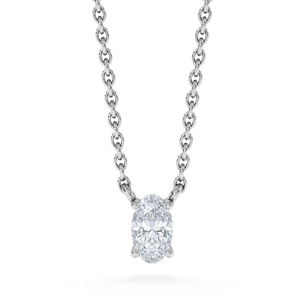 Wanderlust Floating Oval Cut Lab Diamond Solitaire Necklace 0.25ct H/SI in 925 Silver