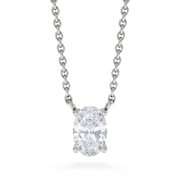 Wanderlust Floating Oval Cut Lab Diamond Solitaire Necklace 0.50ct H/SI in 9K White Gold