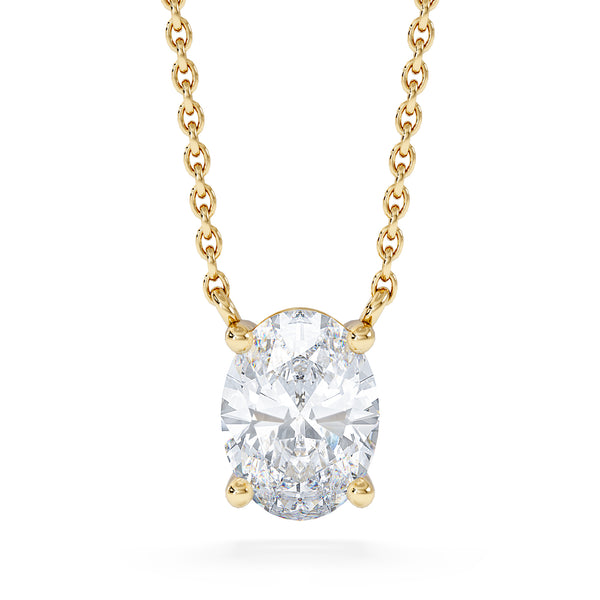 Wanderlust Floating Oval Cut Lab Diamond Solitaire Necklace 1.00ct H/SI in 9K Gold