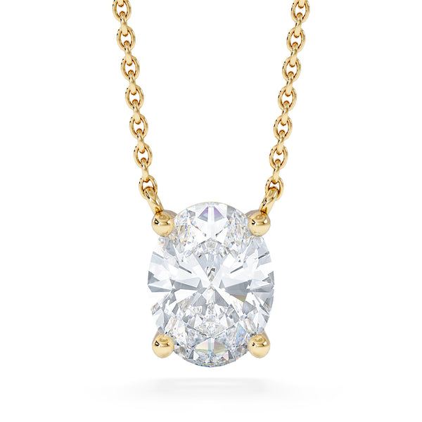 Wanderlust Floating Oval Cut Lab Diamond Solitaire Necklace 1.50ct H/SI in 9K Gold
