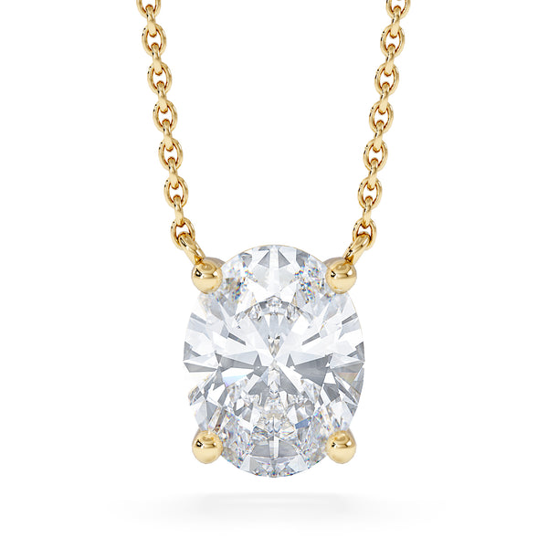 Wanderlust Floating Oval Cut Lab Diamond Solitaire Necklace 2.00ct H/SI in 9K Gold