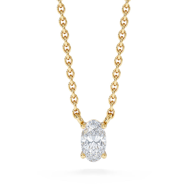 Wanderlust Floating Oval Cut Lab Diamond Solitaire Necklace 0.25ct H/SI in 18K Gold Vermeil
