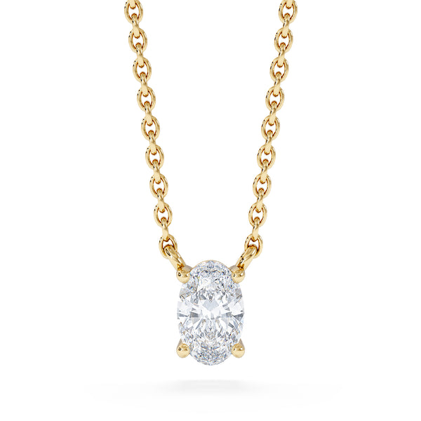 Wanderlust Floating Oval Cut Lab Diamond Solitaire Necklace 0.33ct H/SI in 18K Gold Vermeil