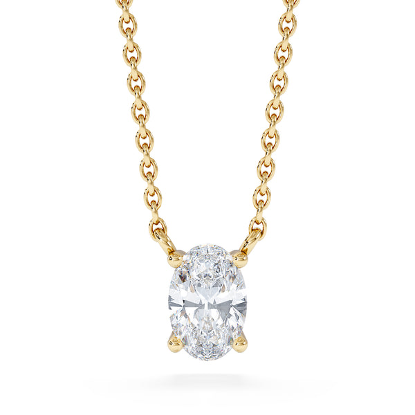 Wanderlust Floating Oval Cut Lab Diamond Solitaire Necklace 0.50ct H/SI in 9K Gold
