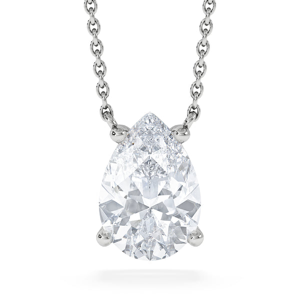 Wanderlust Floating Pear Cut Lab Diamond Solitaire Necklace 2.00ct H/SI in 9K White Gold