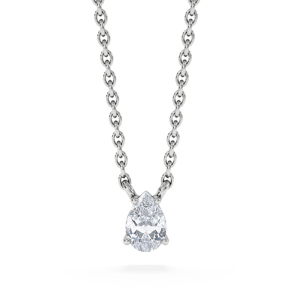Wanderlust Floating Pear Cut Lab Diamond Solitaire Necklace 0.25ct H/SI in 925 Silver