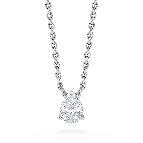 Wanderlust Floating Pear Cut Lab Diamond Solitaire Necklace 0.33ct H/SI in 925 Silver