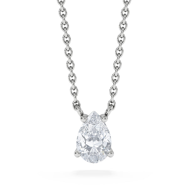 Wanderlust Floating Pear Cut Lab Diamond Solitaire Neclace in 0.50ct H/SI 9K White Gold