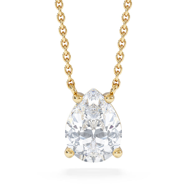 Wanderlust Floating Pear Cut Lab Diamond Solitaire Necklace 1.50ct H/SI in 9K Gold
