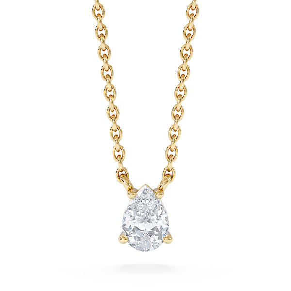 Wanderlust Floating Pear Cut Lab Diamond Solitaire Necklace 0.33ct H/SI in 18K Gold Vermeil