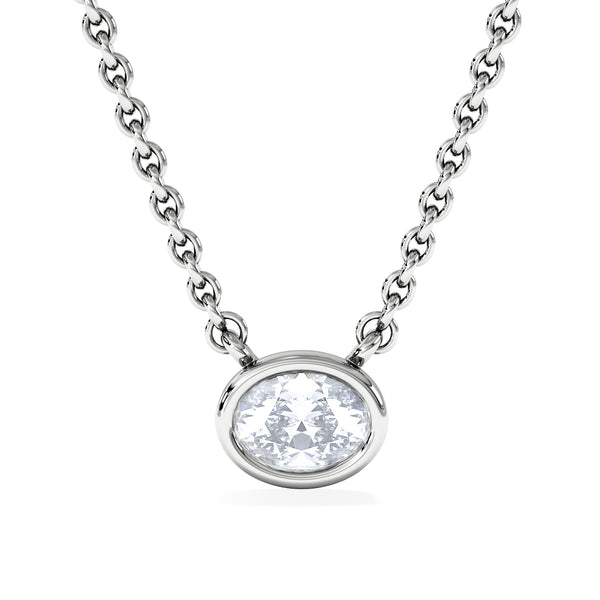 Horizon Oval Cut Lab Diamond Solitaire Necklace 0.25ct H/SI in 9K White Gold
