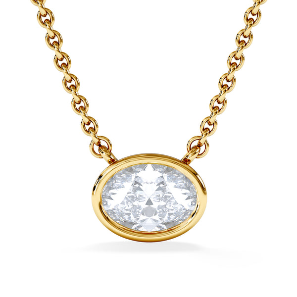 Horizon Oval Cut Lab Diamond Solitaire Necklace 0.50ct H/SI in 9K Gold