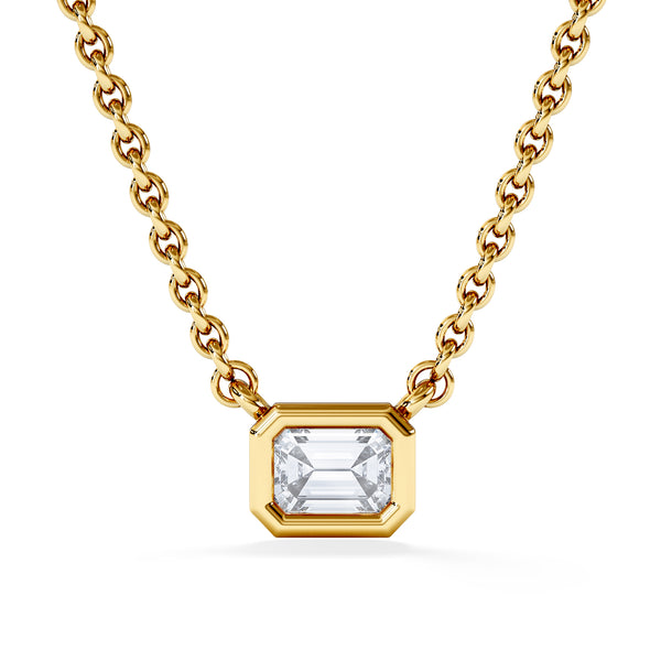 Horizon Emerald Cut Lab Diamond Solitaire Necklace 0.25ct H/SI in 9K Gold