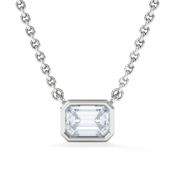 Horizon Emerald Cut Lab Diamond Solitaire Necklace 0.50ct H/SI in 9K White Gold