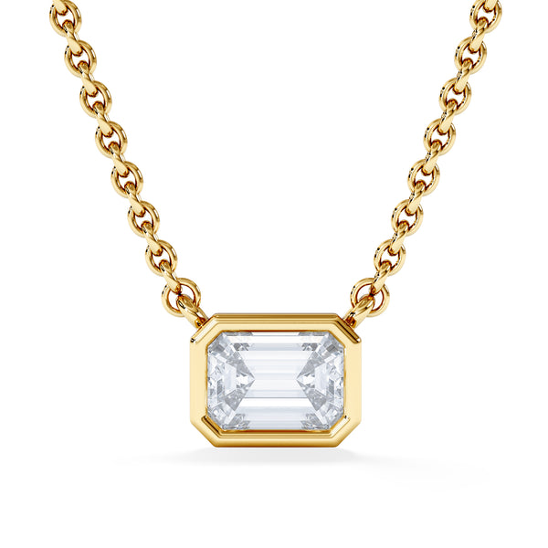 Horizon Emerald Cut Lab Diamond Solitaire Necklace 0.50ct H/SI in 9K Gold
