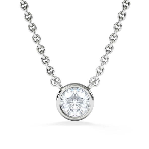 Horizon Round Cut Lab Diamond Solitaire Necklace 0.25ct H/SI in 9K White Gold