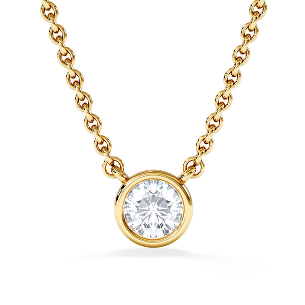 Horizon Round Cut Lab Diamond Solitaire Necklace 0.25ct H/SI in 9K Gold