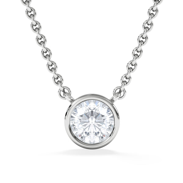 Horizon Round Cut Lab Diamond Solitaire Necklace 0.50ct H/SI in 9K White Gold