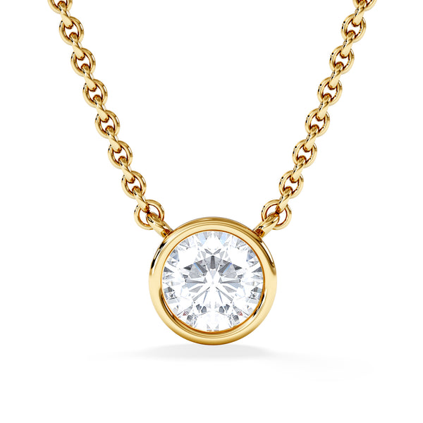 Horizon Round Cut Lab Diamond Solitaire Necklace 0.50ct H/SI in 9K Gold