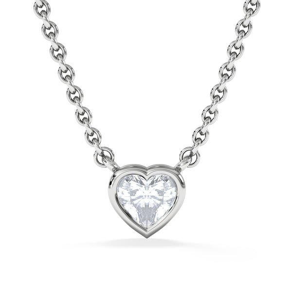 Horizon Heart Cut Lab Diamond Solitaire Necklace 0.25ct H/SI in 9K White Gold