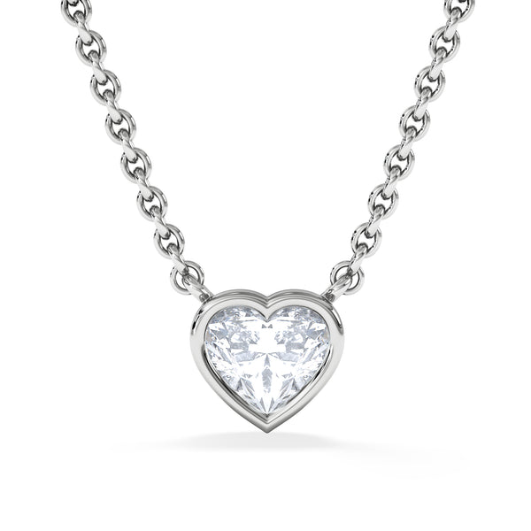 Horizon Heart Cut Lab Diamond Solitaire Necklace 0.50ct H/SI in 9K White Gold