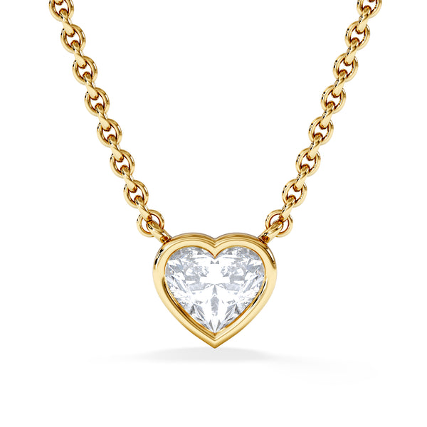 Horizon Heart Cut Lab Diamond Solitaire Necklace 0.50ct H/SI in 9K Gold