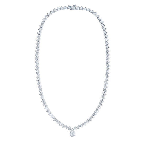 LUXE 20.00ct Lab Diamond Necklace with 1.50ct IGI Certified Pear-Cut Centre in 18K White Gold