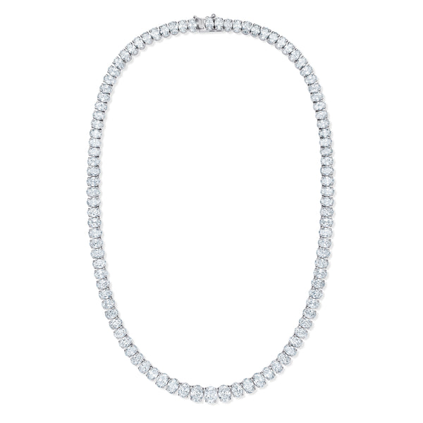 LUXE 33.00ct Lab Diamond Necklace with IGI Certified Oval-Cut Diamonds in 18K White Gold