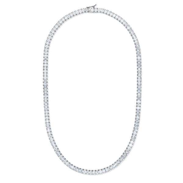 LUXE 27.00ct Lab Diamond Necklace with IGI Certified Emerald-Cut Diamonds in 18K White Gold
