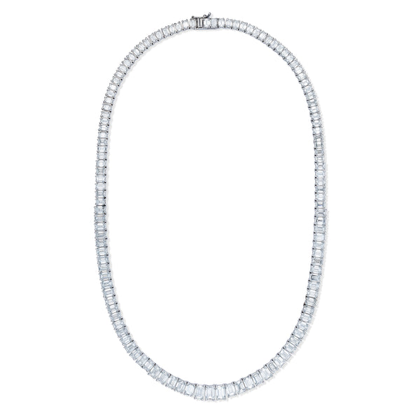 LUXE 33.00ct Lab Diamond Necklace with IGI Certified Emerald-Cut Diamonds in 18K White Gold