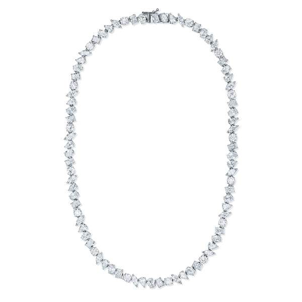 LUXE 27.00ct Lab Diamond Necklace with IGI Certified Mixed-Cut Diamonds in 18K White Gold