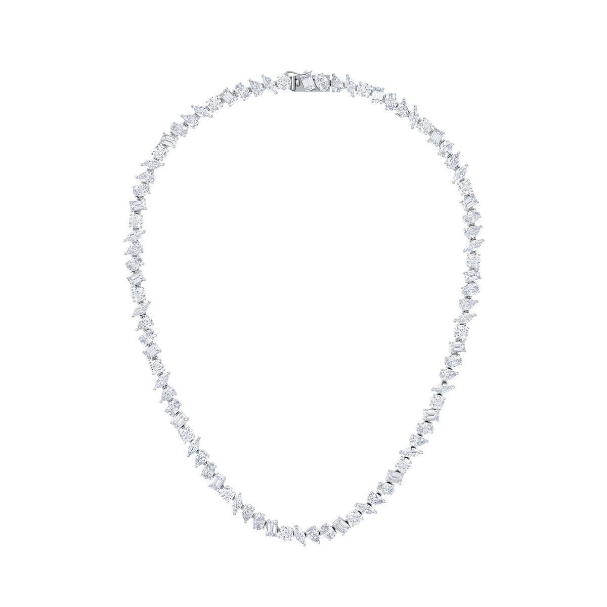 LUXE 27.00ct Lab Diamond Necklace with IGI Certified Mixed-Cut Diamonds in 18K White Gold