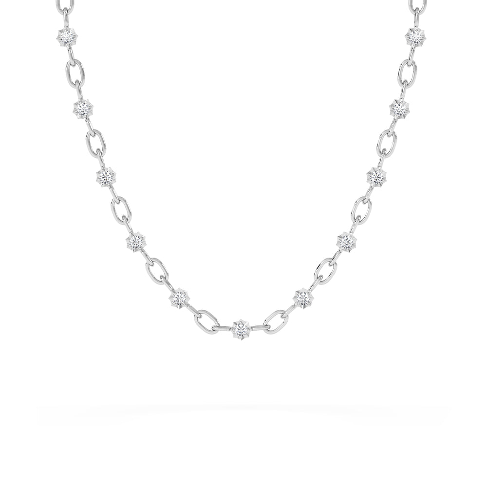 Bound Lab Diamond Link Necklace 0.87ct Round Cut in Sterling Silver