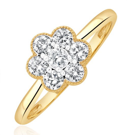 Lab Diamond Flower Ring 0.50ct H/Si in 9K Gold