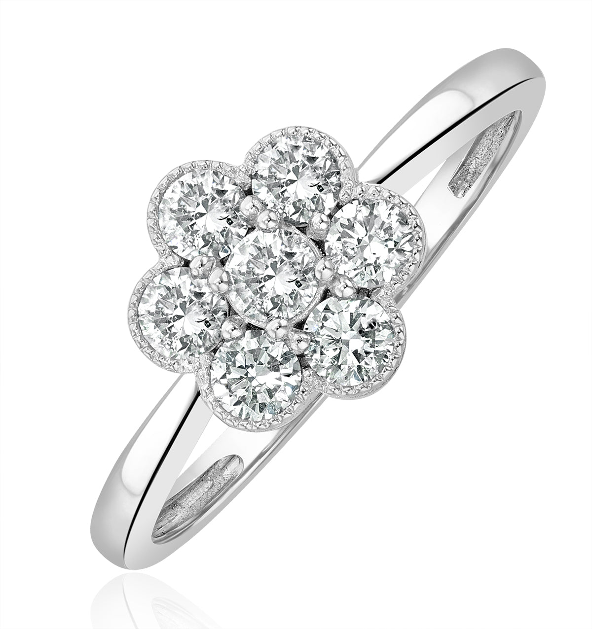 Lab Diamond Flower Ring 0.50ct H/Si in 9K White Gold