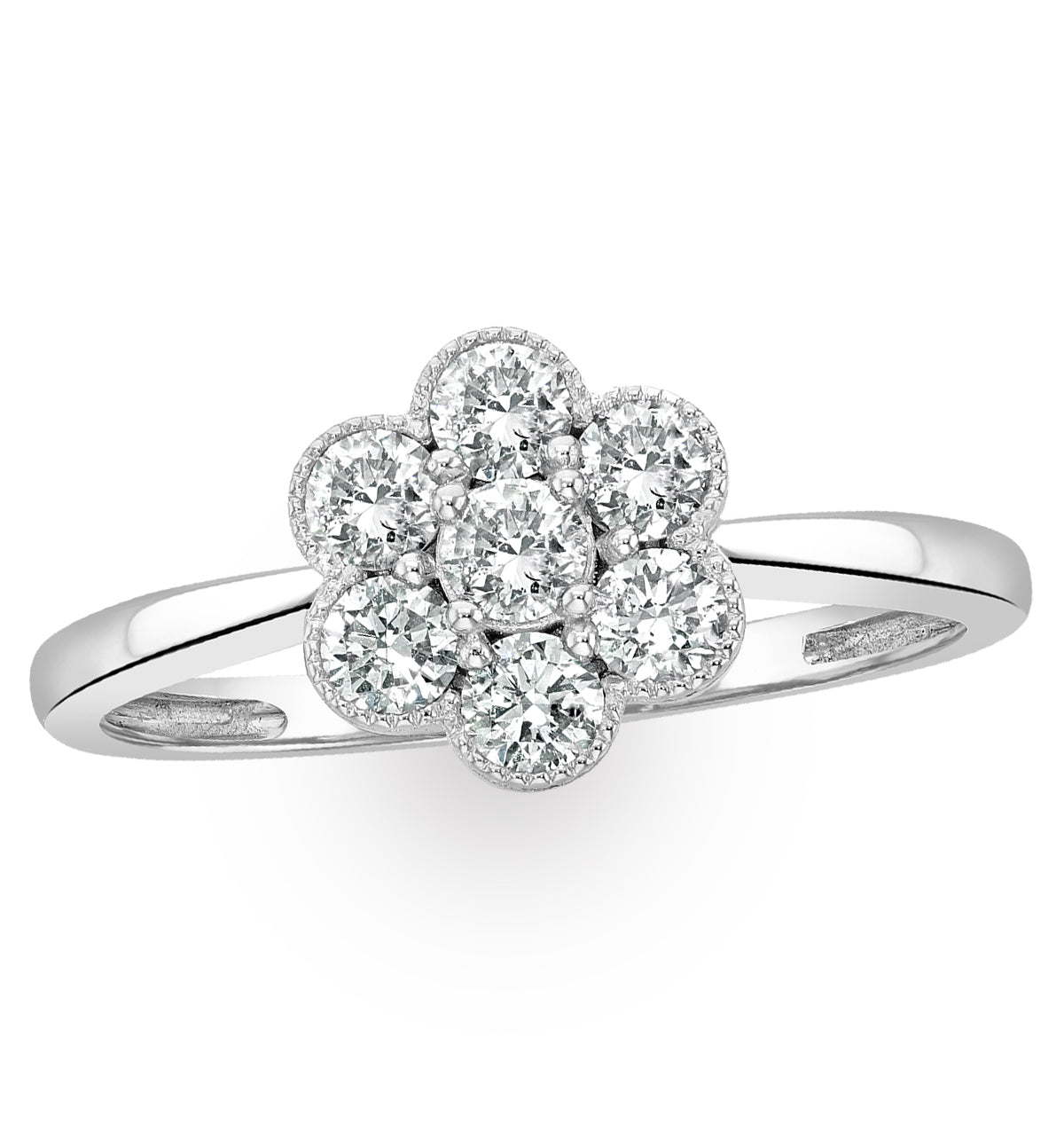 Lab Diamond Flower Ring 0.50ct H/Si in 9K White Gold