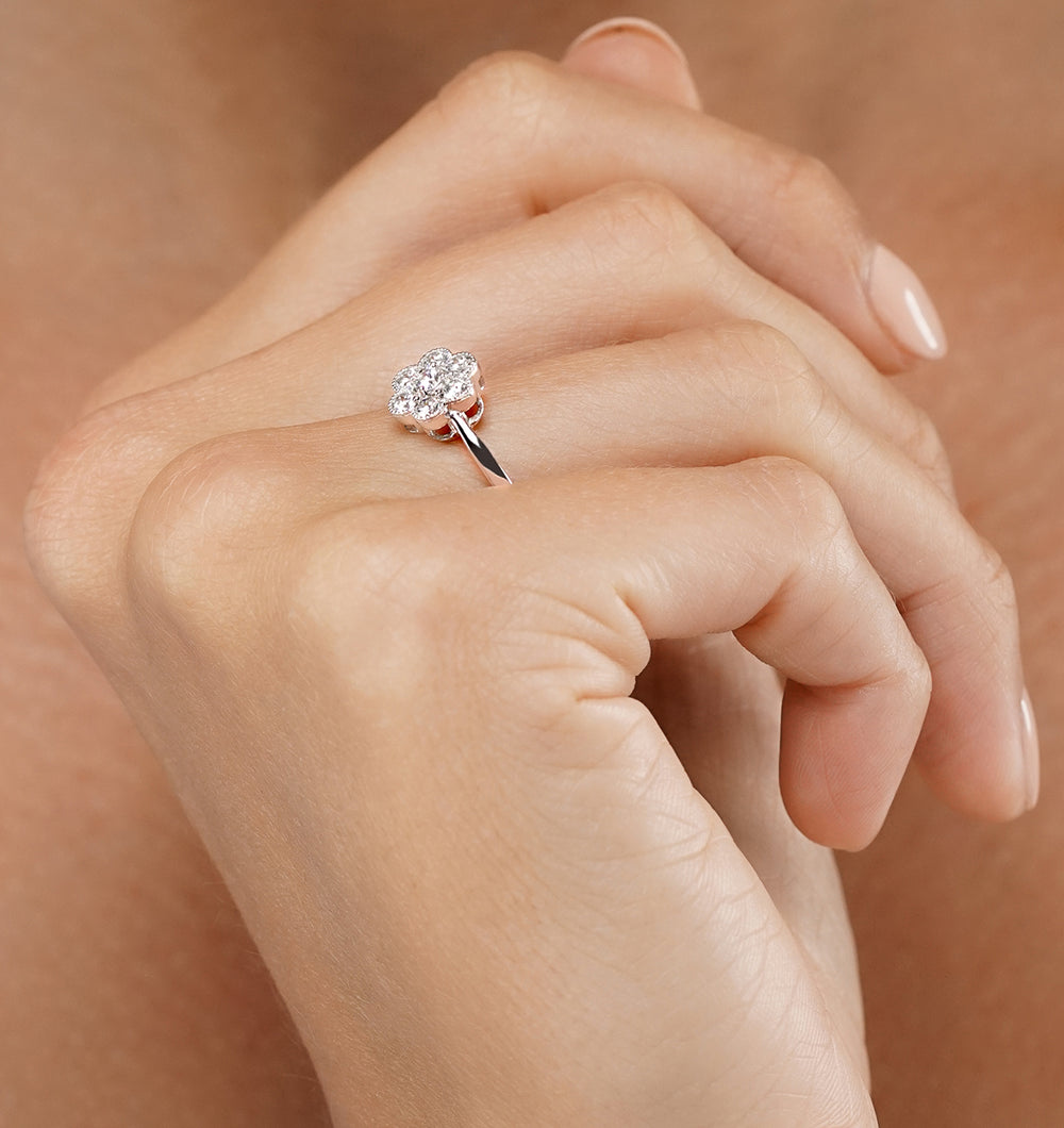 Lab Diamond Flower Ring 0.50ct H/Si in 9K White Gold