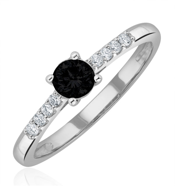 Black Diamond and Lab Diamond Engagement Ring 0.25ct in 9K White Gold
