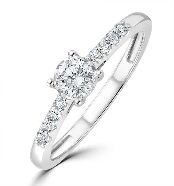 Lab Diamond Side Stone Engagement Ring 0.25ct H/Si in 9K White Gold