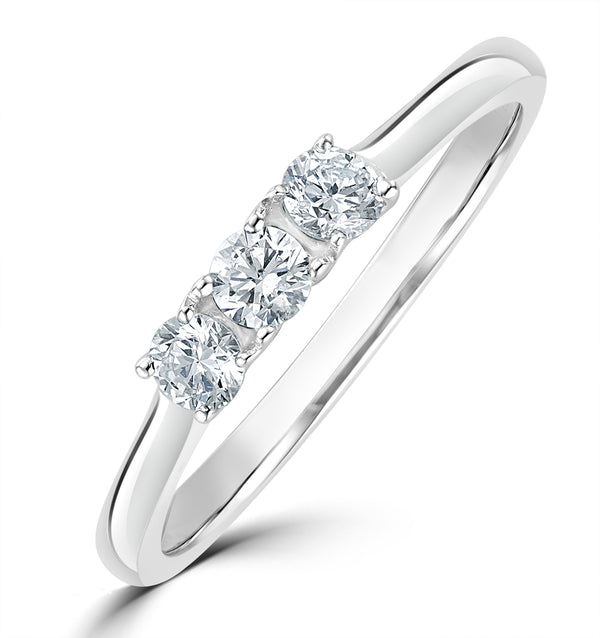 Lab Diamond 3 Stone Trilogy Ring 0.25ct H/Si Set in 9K White Gold