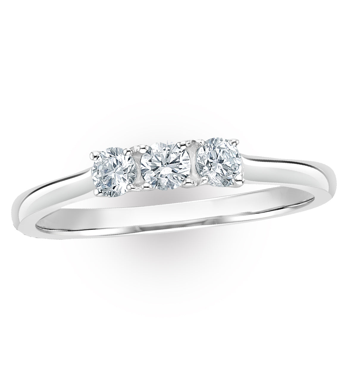 Lab Diamond 3 Stone Trilogy Ring 0.25ct H/Si Set in 9K White Gold